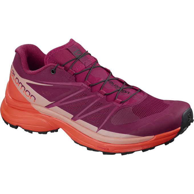 Salomon Singapore Womens Trail Running Shoes - WINGS PRO 3 W Purple/Orange | 69851-DNOE